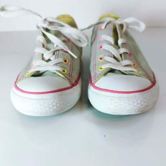 Converse All Star MT Ox Mirage Gray Pink Multi Tongue Sneaker Shoes Junior Size - Picture 6 of 9
